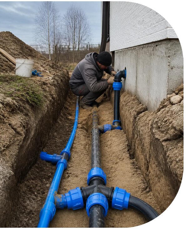 Монтаж наружного водопровода на участке под ключ в Черняховске